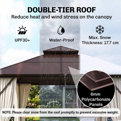 Outsunny Hardtop Gazebo Canopy with UPF30+ Double Polycarbonate Roof in Beige