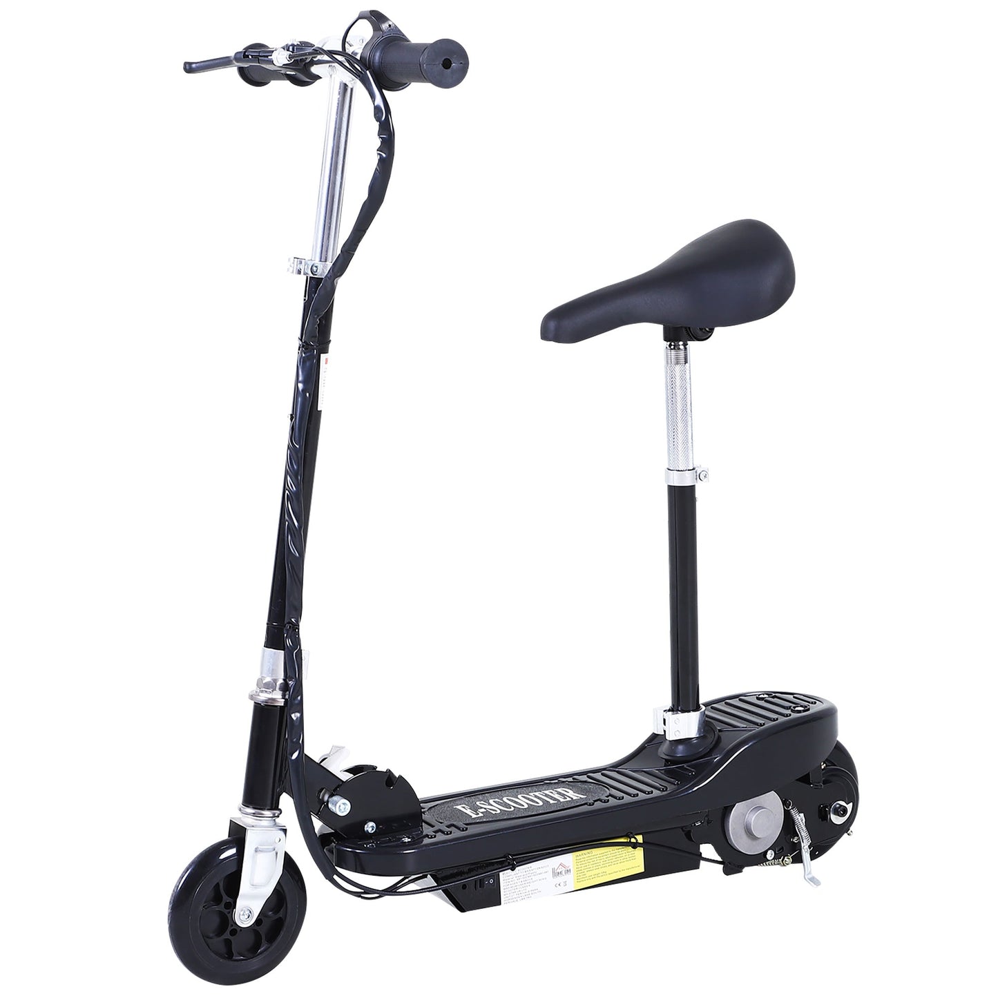HOMCOM Powered Electric Scooter Ride-On, with Brakes, Adjustable Seat, Adjustable Handlebars, Black