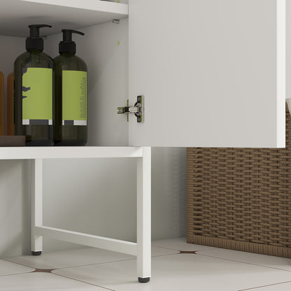 HOMCOM Bathroom Vanity Unit, Under Sink Storage Cabinet with Soft-Close Doors for Basin without or with Pedestal, White