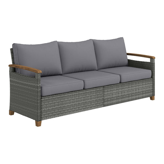 Outsunny 3 Seater Rattan Garden Sofa in Dark Grey