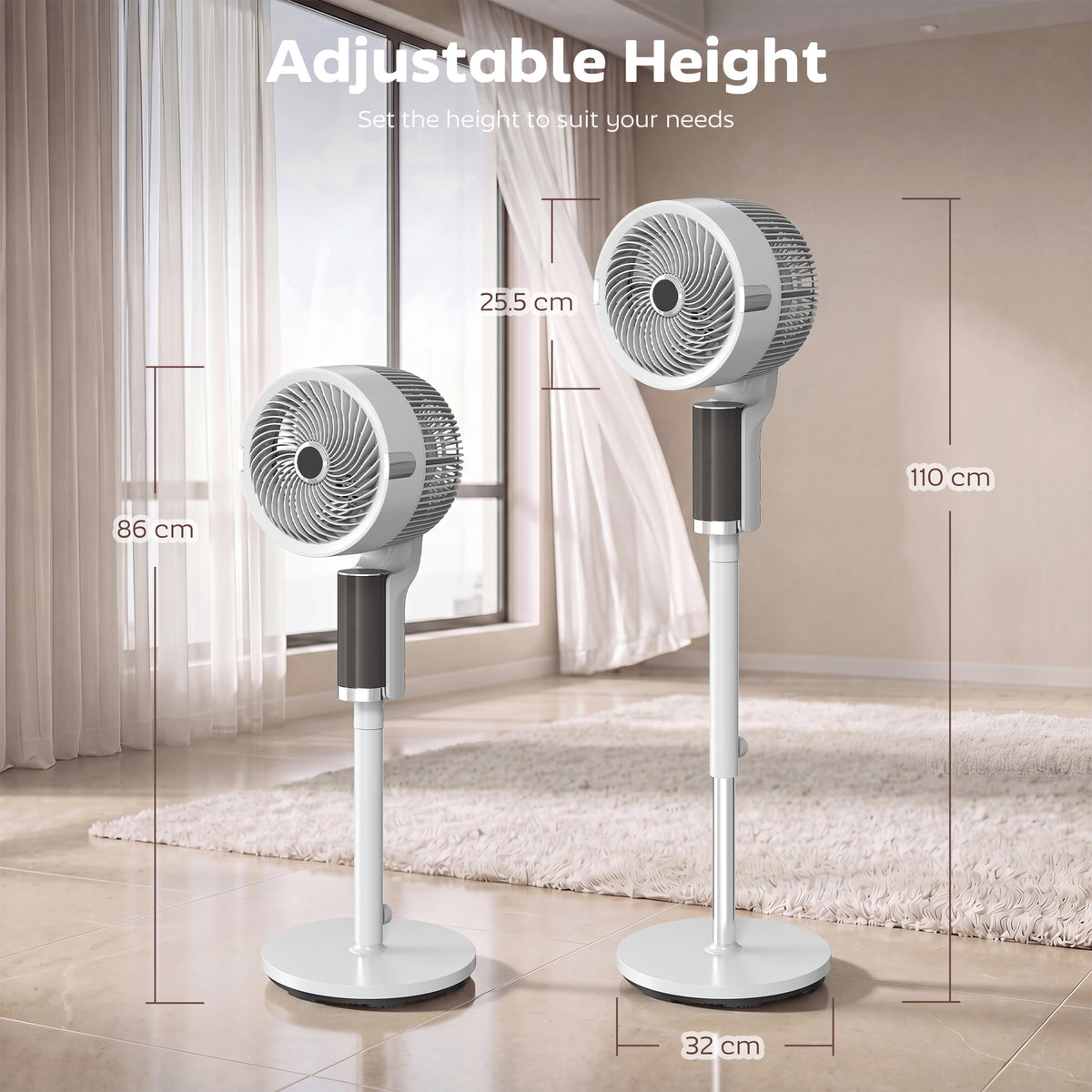 HOMCOM 20 dB Silent Standing Fan in White