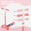 AIYAPLAY Kids 3 Wheel Scooter for 2-6 Years Old w/ Adjustable Height, LED Light, TPE Handlebar, Pink