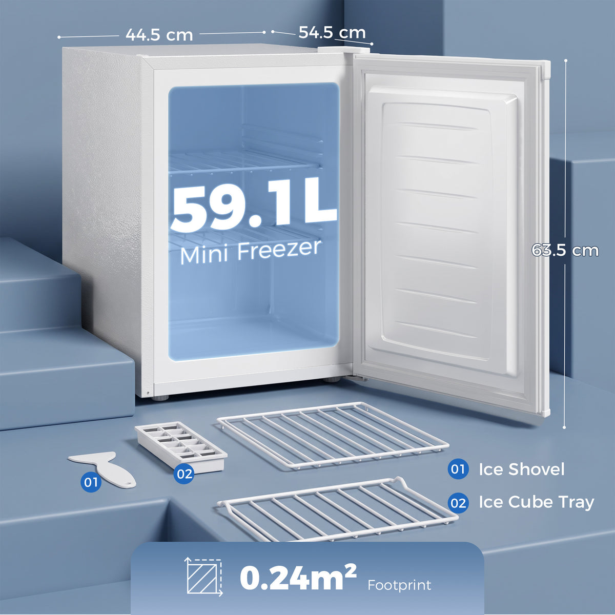 HOMCOM 60L Tabletop Mini Freezer in White