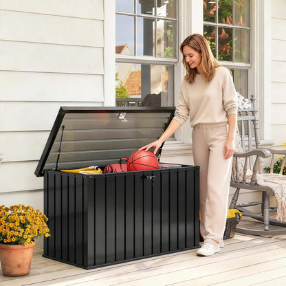 Outsunny 400L Galvanised Steel Garden Storage Box, Black