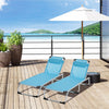 Outsunny Foldable Outdoor Sun Loungers Set of 2, Reclining Lounge Chair Camping Bed Cot with Pillow 4-Level Adjustable Back Aluminium Frame, Blue