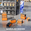 HOMCOM 3-in-1 Stackable Rolling Tool Box - Orange