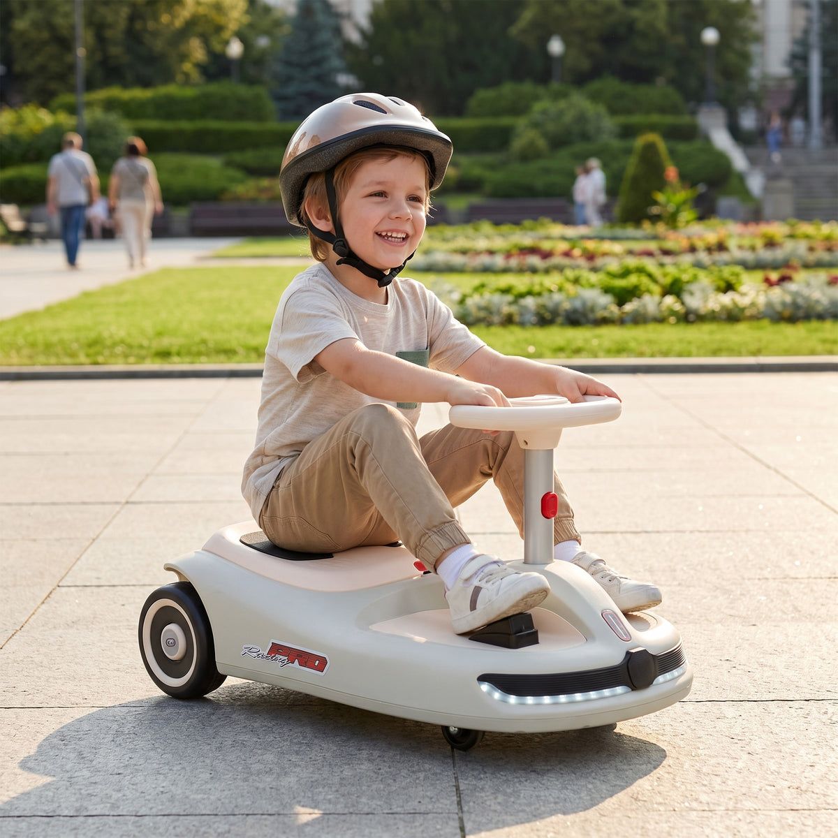AIYAPLAY 12V Electric Wiggle Car with Pedal in White