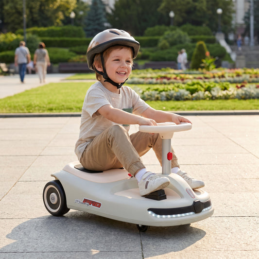 AIYAPLAY 12V Electric Wiggle Car with Pedal in White