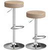 HOMCOM Bar Stools Set of 2, Modern PU Leather Swivel Barstools, Height Adjustable Breakfast Bar Chairs with Footrest, Brown