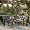 Outsunny 4 Piece Garden Furniture Set with Thick Cushions and Coffee Table, Patio Conversation Set for Porch, Balcony, Deck, Grey
