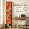 HOMCOM Bookcase Tall Narrow with 5 Tiers and Drawers Freestanding Bookshelf Storage Cabinet for Living Room Rustic Brown