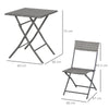 Outsunny 2-Seater Chair Bistro Set Garden Patio Table & Chair Black Rattan Furniture Grey