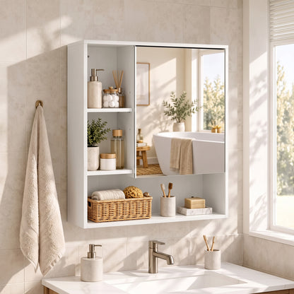 HOMCOM Bathroom Mirror Cabinet in White