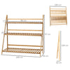 Outsunny 3-Tier Plant Stand, Plant Shelf Rack, Folding Bamboo Display Stand, 98x37x96.5cm, Natural