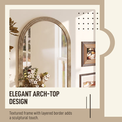 HOMCOM Modern Wall-Mounted Mirror in Brown