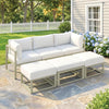 Outsunny Garden Daybed, 6 Piece Outdoor Sectional Sofa Set, Aluminium Patio Conversation Furniture Set with Coffee Table