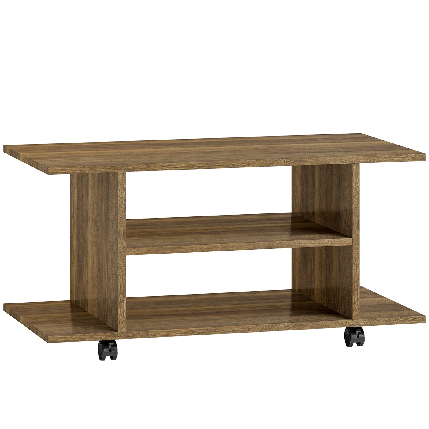 HOMCOM Modern TV Cabinet Stand Storage Shelves Table Mobile Bedroom Furniture Bookshelf Bookcase Walnut