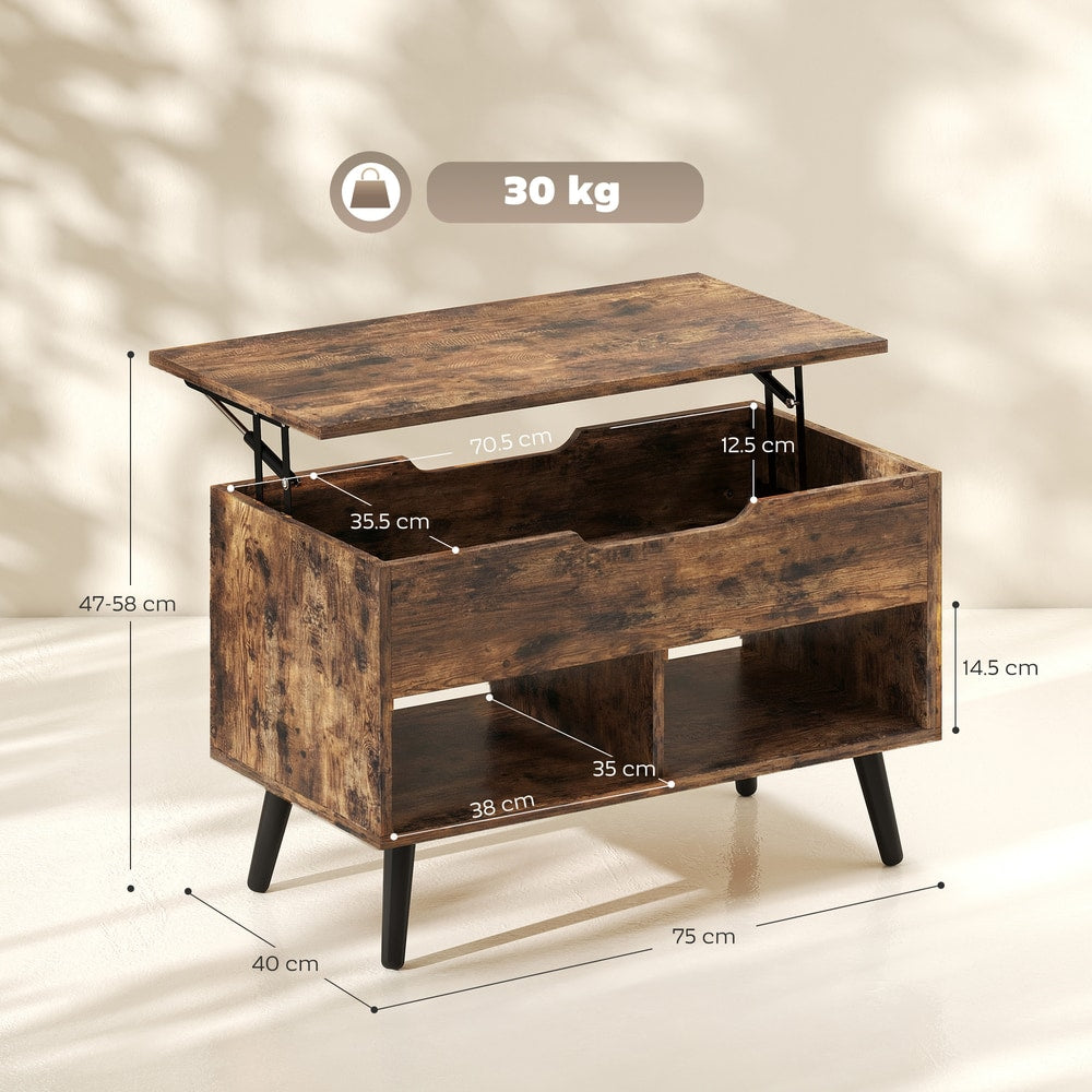 HOMCOM Lift Top Coffee Table in Rustic Brown