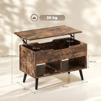 HOMCOM Lift Top Coffee Table in Rustic Brown