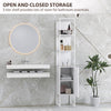 HOMCOM Tall Bathroom Cabinet with Open Shelves and Adjustable Shelf - White