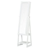 HOMCOM Jewellery Cabinet, Standing Mirror with LED Lights, Full-Length Mirror with Storage Drawers, Hooks and Shelves, Make-Up Armoire, Jewellery Organiser for Bedroom, White