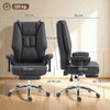 HOMCOM Executive Office Chair, Reclining Desk Chair with Footrest, Adjustable Armrests, Pet Friendly Faux Leather, Black