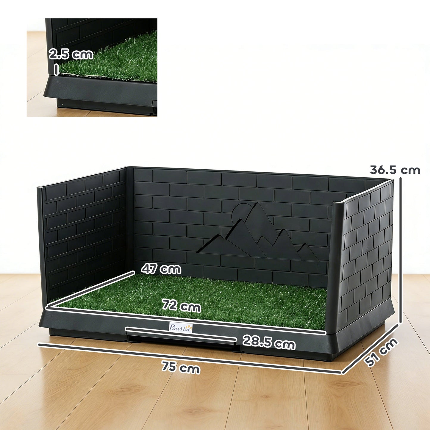 PawHut Dog Toilet Tray, Indoor Outdoor Dog Potty with High Walls, Grass Turf, Slide-Out Tray, Urine Collection Base