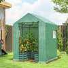 Outsunny Mini Greenhouse with Raised Garden Bed, Galvanised Walk-in Greenhouse with Roll Up Windows, 56
