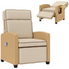 Outsunny 145Â° Reclining Rattan Armchair, with Footrest - Khaki/Beige