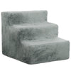 PawHut Three-Step Dog Stairs, with Washable Plush Cover, for High Bed Sofa, Dog Stairs for Small Dog and Cat - Light Grey