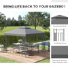 Outsunny 3 x 3m Outdoor Steel Gazebo with 2 Tier Roof, Garden Gazebo Patio Canopy Marquee Shelter with Decorative Steel Frame - Grey