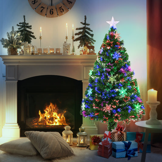 HOMCOM 4FT Green Fibre Optic Artificial Christmas Tree