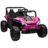 AIYAPLAY 12V Battery Powered Ride on Truck w/ Remote, Four Suspension Wheels, Horn, Lights, Music, USB, for Ages 3-5 Years, Pink