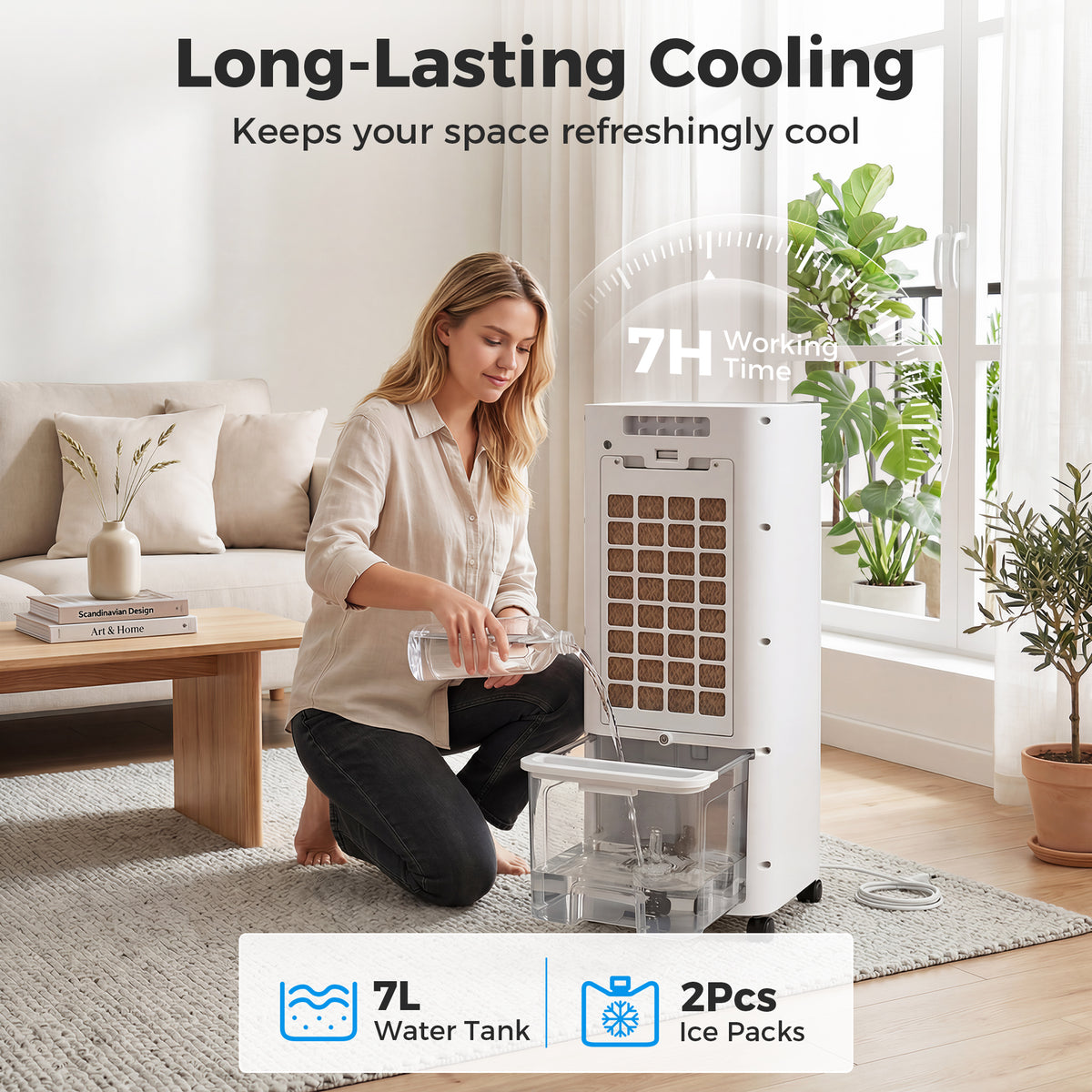 HOMCOM Portable Air Cooler in White