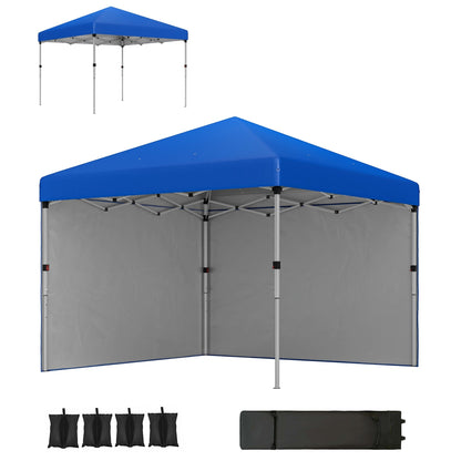 خيمة خارجية من Outsunny قابلة للطي، مقاس 3 × 3 (م)، حماية من الشمس UPF 30+ مع جدارين جانبيين، وحقائب أوزان للأرجل وحقيبة بعجلات، ارتفاع قابل للتعديل، مظلة للحفلات والفعاليات للحديقة والفناء، أزرق
