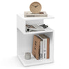 S-Shaped Side Table with 2 Open Compartments for Small Space-White