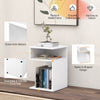 S-Shaped Side Table with 2 Open Compartments for Small Space-White