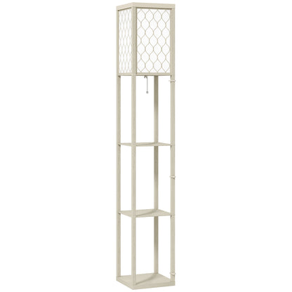 HOMCOM Three-Shelf Standing Lamp - Oak/White