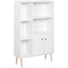 HOMCOM Sideboard Storage Cabinet Cupboard, Open Bookcase with 2 Doors 5 Compartments Wooden Modern Style for Living Room Bedroom Kitchen 80 x 23 x 123 cm, White