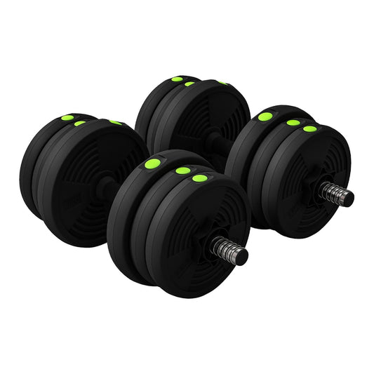 SPORTNOW Adjustable Weight Barbell & Dumbbells Set in Black and Green