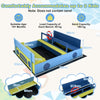 Sandpit Sandpit with Bench Folding Lid and Sandpit Liner Fir Wood Sandpit-Blue