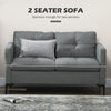 HOMCOM Two-Seater Sofa, with Steel Legs - Grey
