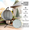 Outsunny Hanging Egg Chair Outdoor Indoor Garden Swing Chair with Folding Basket, Thickened Cushion, Cup Holder for Patio, Balcony, Grey