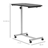 HOMCOM Height Adjustable Over Bed Table with Wheels, C Shaped Laptop Desk, Portable Hospital Bed Table for Living Room, Bedroom, Black