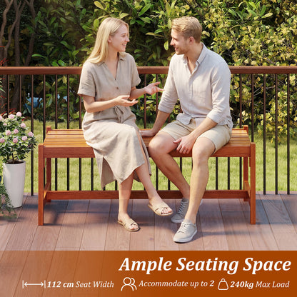 Set of 2 112cm Patio Wood Bench Set of 2 Outdoor Solid Hardwood Dining Bench