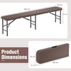Set of 2 180cm Folding Bench Rattan-Like HDPE Seat with Lock-Coffee