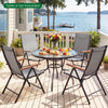 Set of 2/4 Breathable Fabric Folding Patio Chairs with 5-Position Adjustable Backrests-Grey