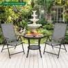 Set of 2/4 Breathable Fabric Folding Patio Chairs with 5-Position Adjustable Backrests-Grey