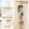 Set of 2 5-Tier Corner Shelf Wall Mount Floating Corner Bookshelf Corner Ladder Shelf-White