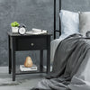 Set of 2 Accent Table Narrow Side End Table with 1 Drawer and Open Storage Shelf-Black